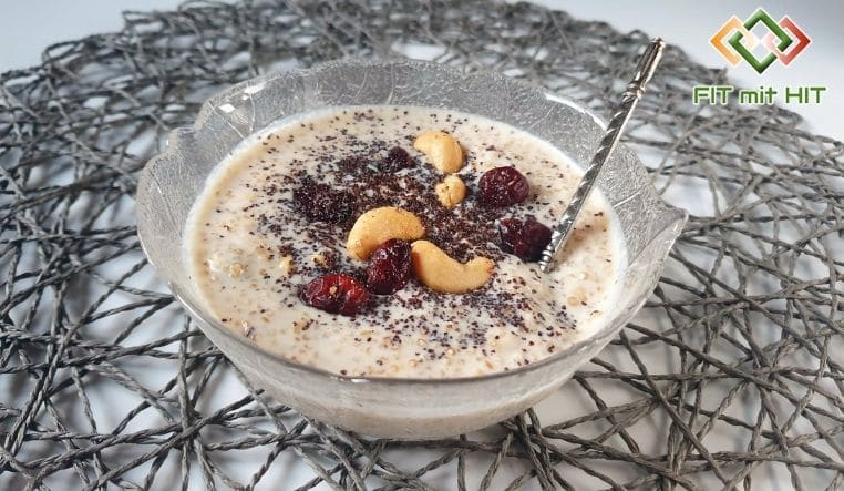Quinoa-Joghurt mit Cashews und Cranberrys | Power Frühstück